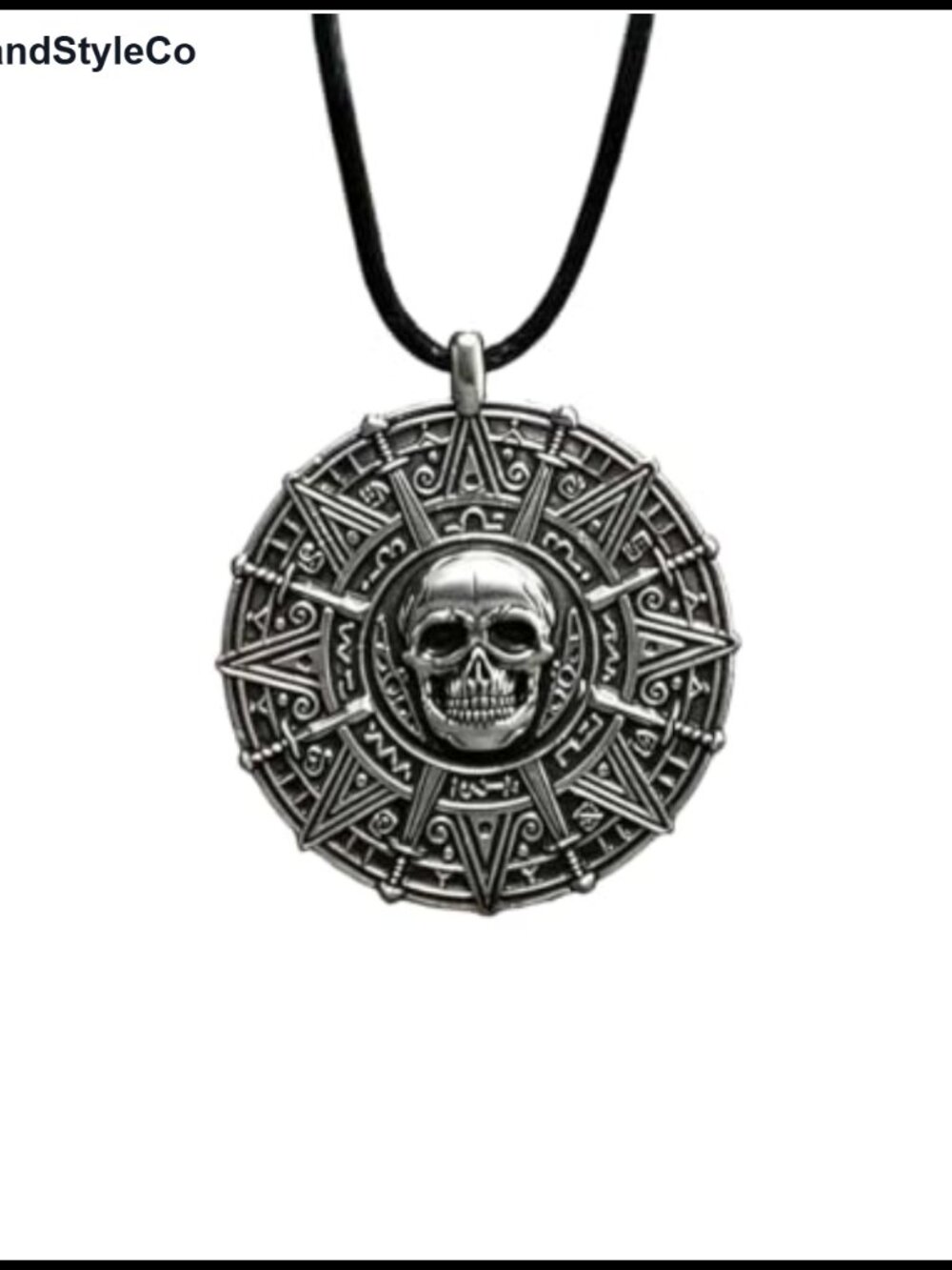 Mayan Aztec Skull Sun Calendar Pendant Necklace Men Women Retro Tribal
